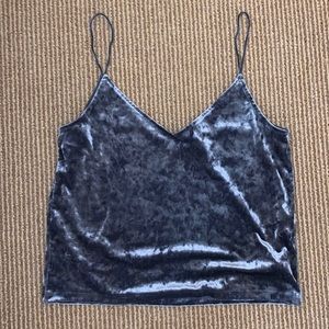 H&M blue crushed velvet tank